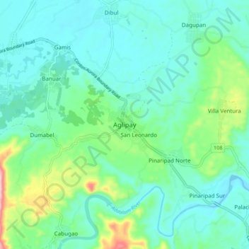 Carte topographique Aglipay, altitude, relief