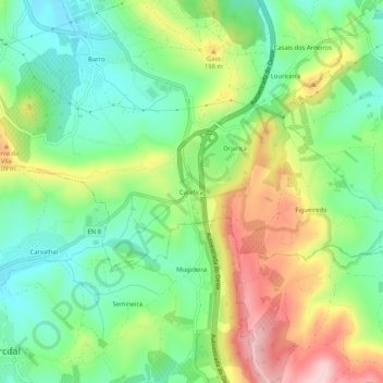 Carte topographique Catefica, altitude, relief