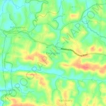 Carte topographique Peringode, altitude, relief