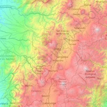 Carte topographique Chillogallo, altitude, relief