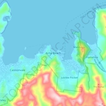 Carte topographique Airlie Beach, altitude, relief