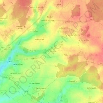 Carte topographique Les Epinards, altitude, relief