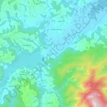 Carte topographique Drenova, altitude, relief