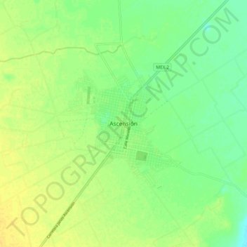Carte topographique Ascensión, altitude, relief