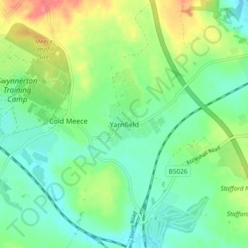 Carte topographique Yarnfield, altitude, relief