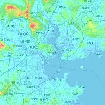 Carte topographique Quanzhou, altitude, relief