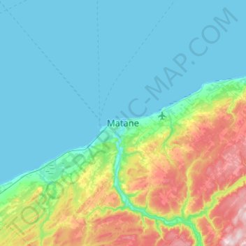 Carte topographique Matane, altitude, relief