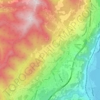 Carte topographique Fosseno, altitude, relief