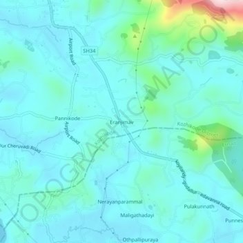 Carte topographique Eranjimav, altitude, relief