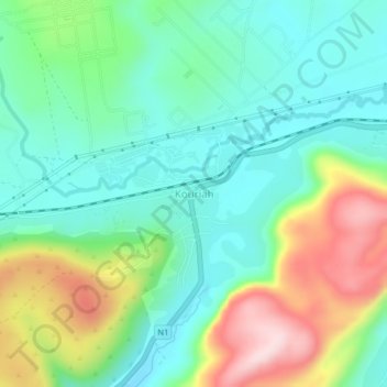 Carte topographique Kouriah, altitude, relief