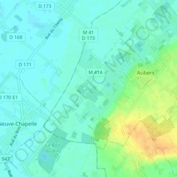 Carte topographique Piètre, altitude, relief