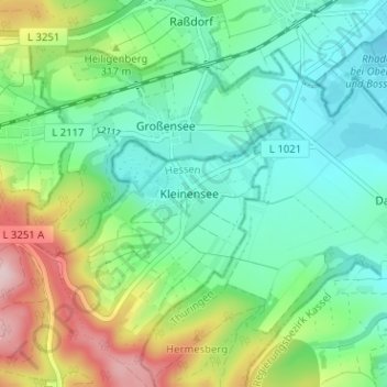 Carte topographique Kleinensee, altitude, relief