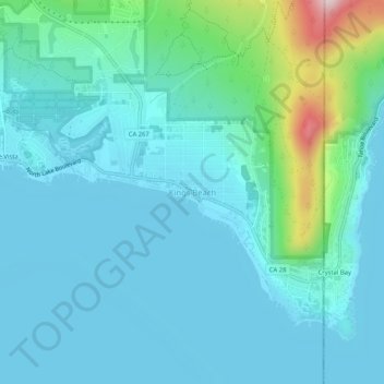 Carte topographique Kings Beach, altitude, relief