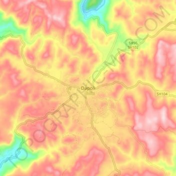 Carte topographique Dapoli, altitude, relief