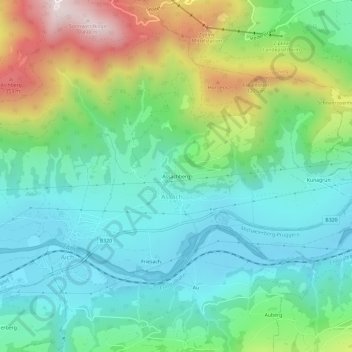 Carte topographique Assachberg, altitude, relief