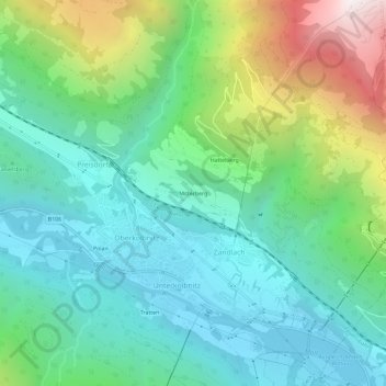 Carte topographique Mitterberg, altitude, relief