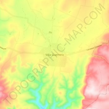 Carte topographique Villa Guerrero, altitude, relief