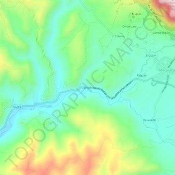 Carte topographique Zangolo, altitude, relief