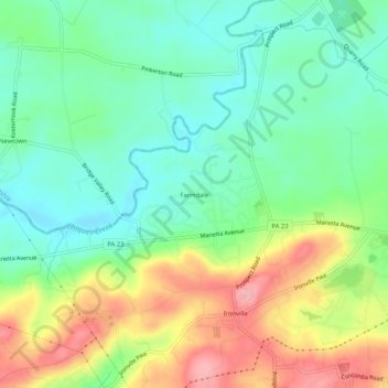 Carte topographique Farmdale, altitude, relief