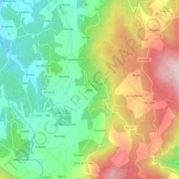Carte topographique Soar, altitude, relief