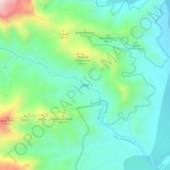 Carte topographique Lloret, altitude, relief