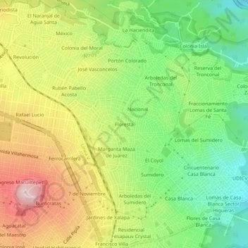 Carte topographique Floresta, altitude, relief