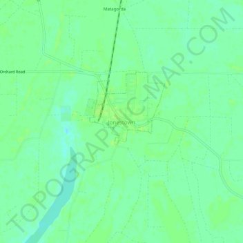 Carte topographique Jonestown, altitude, relief