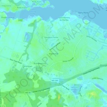 Carte topographique Bainbridge, altitude, relief