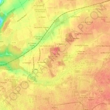 Carte topographique Les Grandes Brosses, altitude, relief
