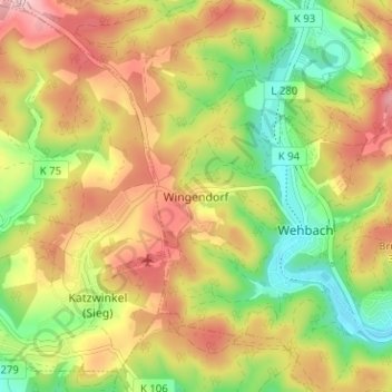 Carte topographique Wingendorf, altitude, relief