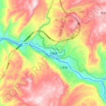 Carte topographique 习酒镇, altitude, relief
