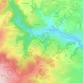 Carte topographique Le Moux, altitude, relief