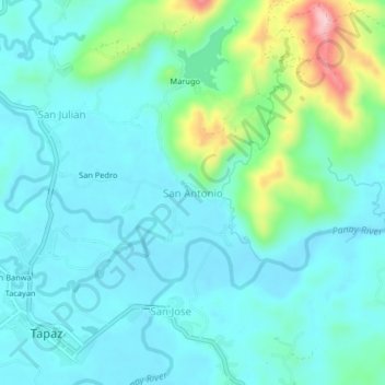 Carte topographique San Antonio, altitude, relief