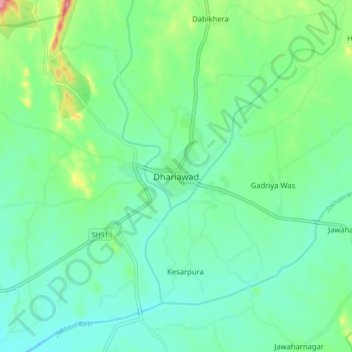 Carte topographique Dhariawad, altitude, relief