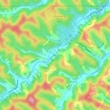 Carte topographique Wana, altitude, relief
