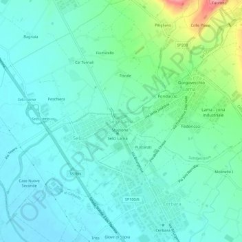 Carte topographique Selci-Lama, altitude, relief