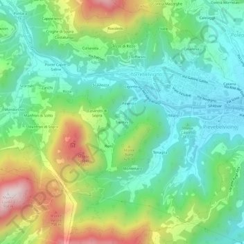 Carte topographique Trentini, altitude, relief