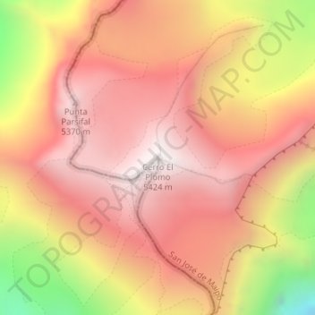 Carte topographique Cerro El Plomo, altitude, relief