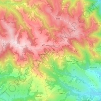 Carte topographique La Merlaterie, altitude, relief