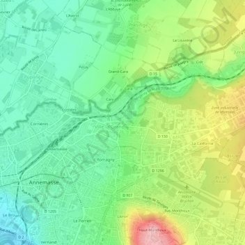 Carte topographique Les Vercheres, altitude, relief