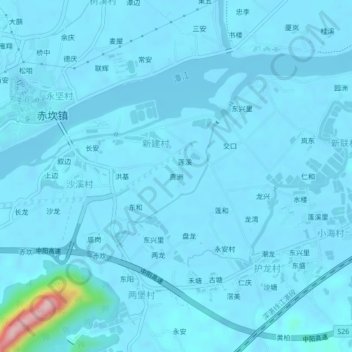 Carte topographique 贵洲, altitude, relief