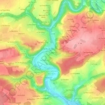 Carte topographique Le Gasseau, altitude, relief