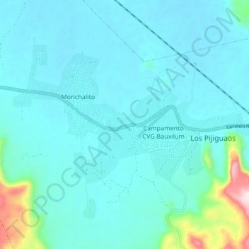 Carte topographique Los Pijiguaos, altitude, relief