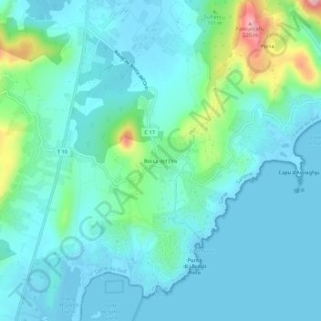 Carte topographique Bocca del'Oro, altitude, relief