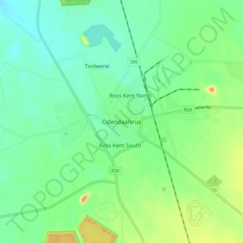 Carte topographique Odendaalsrus, altitude, relief