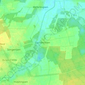 Carte topographique Dachtmissen, altitude, relief
