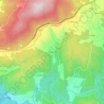 Carte topographique Boucinha, altitude, relief