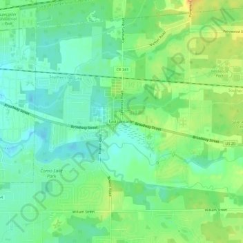 Carte topographique East Lancaster, altitude, relief