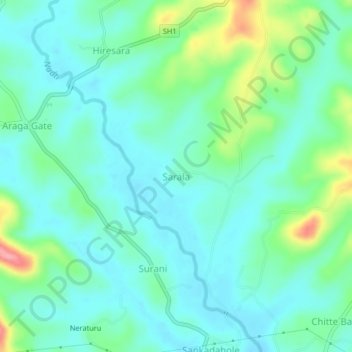 Carte topographique Sarala, altitude, relief