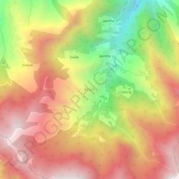 Carte topographique Khoti, altitude, relief